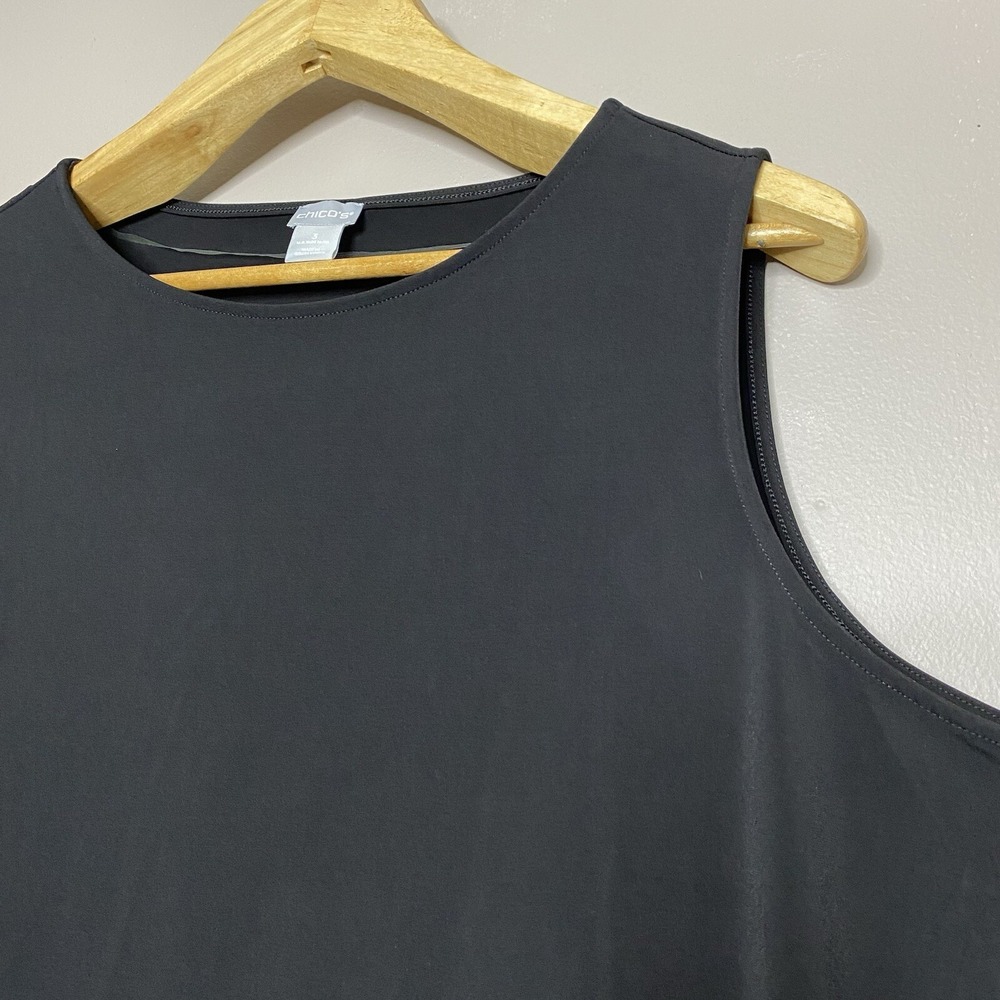 Chico's Round‎ Front Hem Black Tank Top Women Size 3=XL - Picture 4 of 14